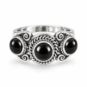 Zilveren ring Black Onyx 'Jaipur'