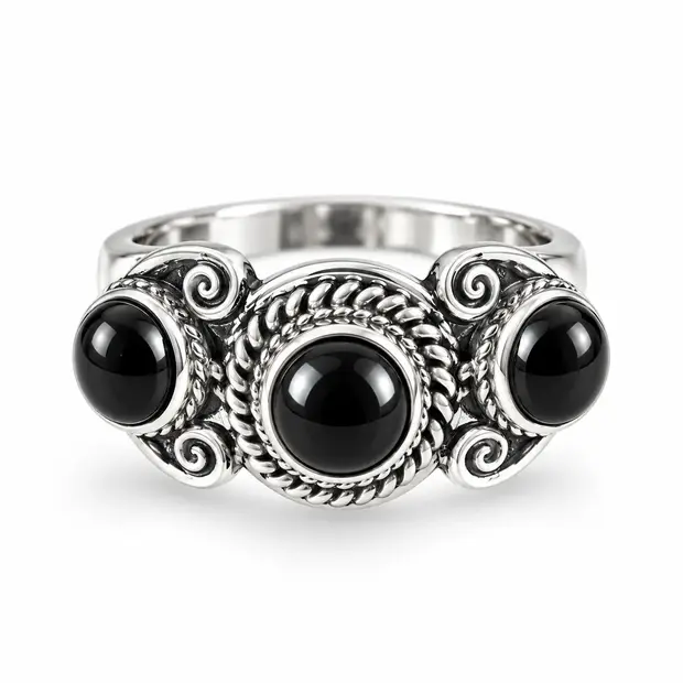 Zilveren ring Black Onyx 'Jaipur' Zilveren ring Black Onyx 'Jaipur'