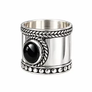 Zilveren Bali style BOHO ring Black Onyx Zilveren Bali style BOHO ring Black Onyx