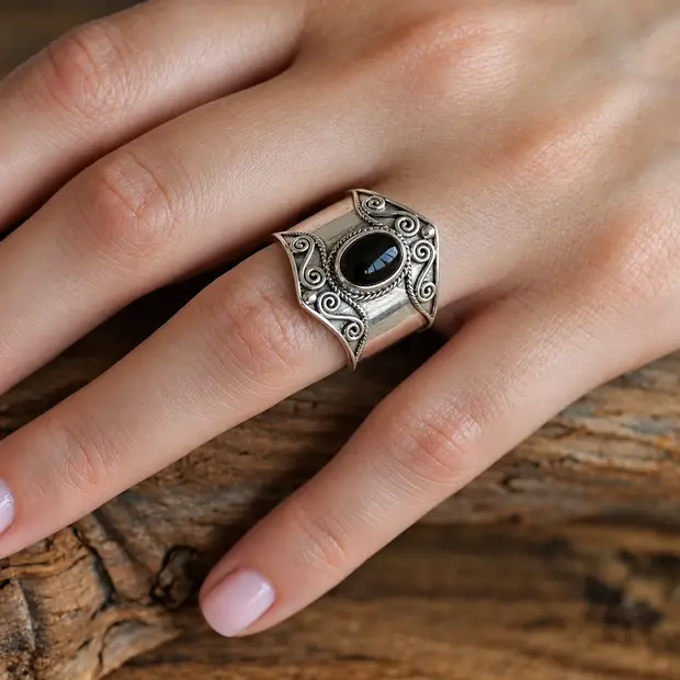Boho ring Oniala Black onyx Boho ring Oniala Black onyx