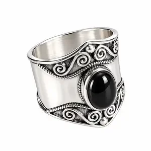 Boho ring Oniala Black onyx