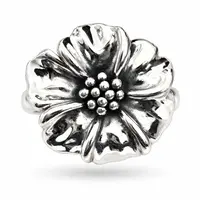 Zilveren ring Papaver