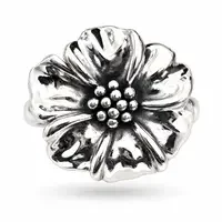 Zilveren ring Papaver