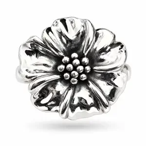 Zilveren ring Papaver