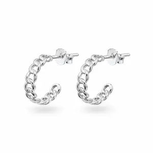 Zilveren oorstekers round chain Zilveren oorstekers round chain