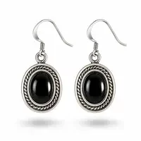 Zilveren oorbellen Black Onyx Vayla