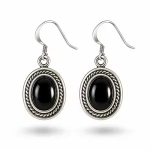 Zilveren oorbellen Black Onyx Vayla Zilveren oorbellen Black Onyx Vayla