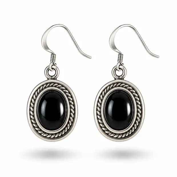 Zilveren oorbellen Black Onyx Vayla Zilveren oorbellen Black Onyx Vayla