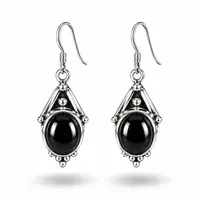 Zilveren oorbellen Black Onyx Tara