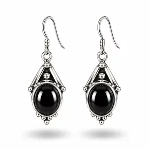 Zilveren oorbellen Black Onyx Tara
