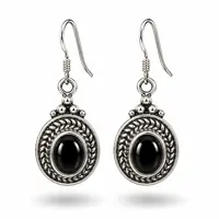 Zilveren oorbellen Black Onyx  Zara