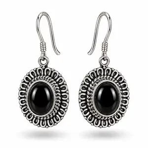 Zilveren Oorbellen Black Onyx Ziry