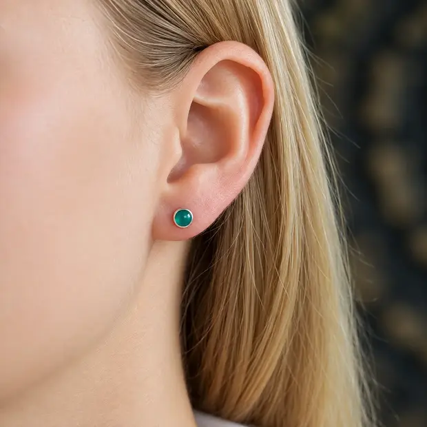 Groene Onyx oorknopjes Janna