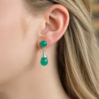 Zilveren oorbellen Diep groene onyx Dunia Zilveren oorbellen Diep groene onyx Dunia