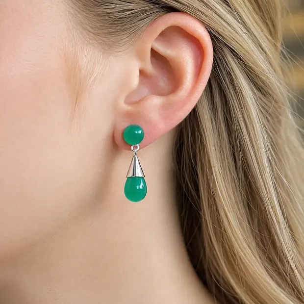 Zilveren oorbellen Diep groene onyx Dunia Zilveren oorbellen Diep groene onyx Dunia