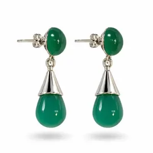 Zilveren oorbellen Diep groene onyx Dunia Zilveren oorbellen Diep groene onyx Dunia