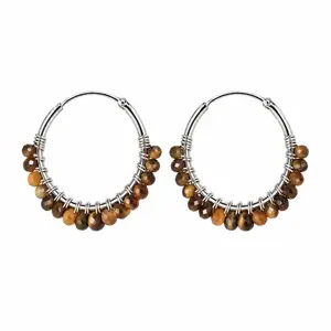 Zilveren oorringen Tiger-eye Zilveren oorringen Tiger-eye