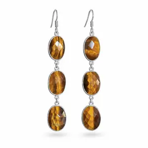 Edelsteen oorbellen Tiger-eye Livia