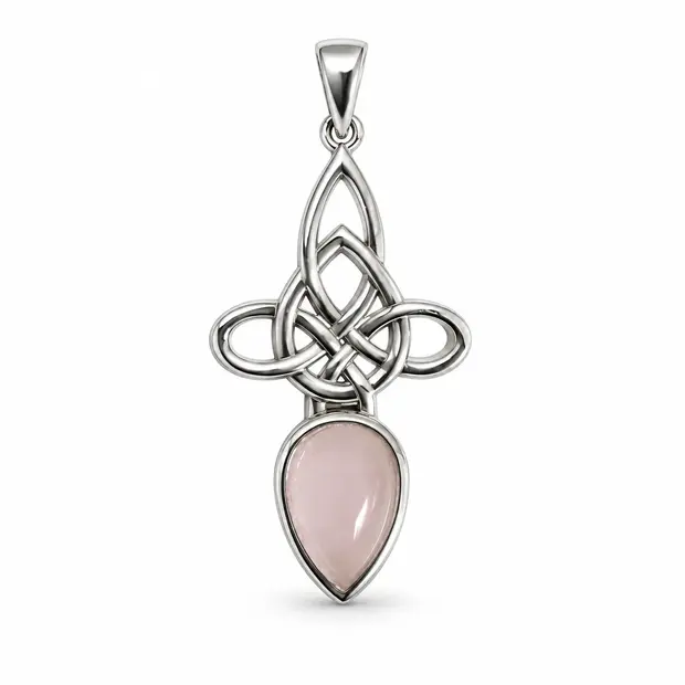 Triquetra rozenkwarts hanger Awen Triquetra rozenkwarts hanger Awen