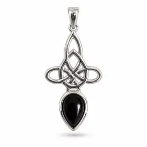 Triquetra black onyx hanger Awen