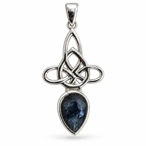 Triquetra saffier hanger Awen Triquetra saffier hanger Awen