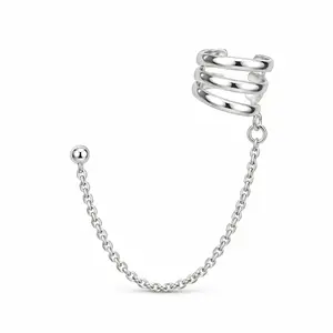 Zilveren chain earcuff Tres