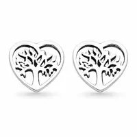 Zilveren oorknopjes Tree of life Love