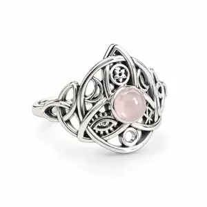 Rozenkwarts ring Triquetra Celestia