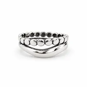 Zilveren ring Weavy