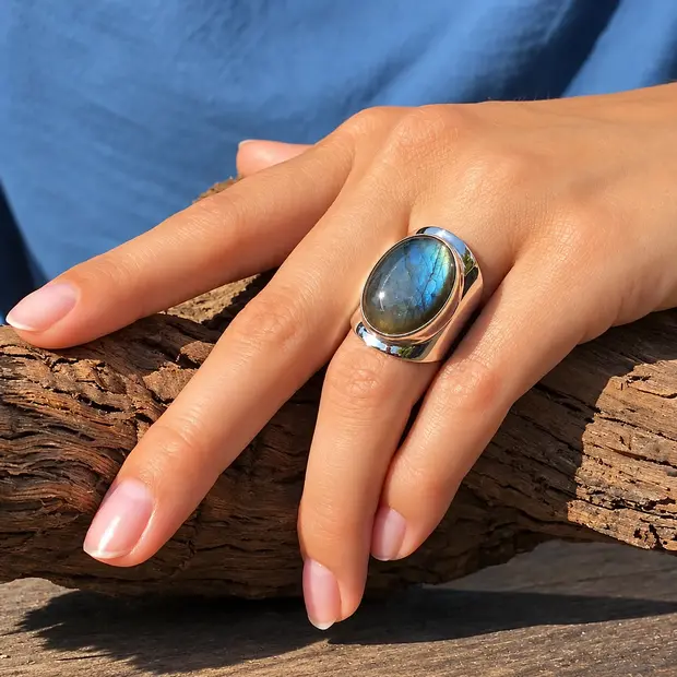 Labradoriet ring Anello Labradoriet ring Anello