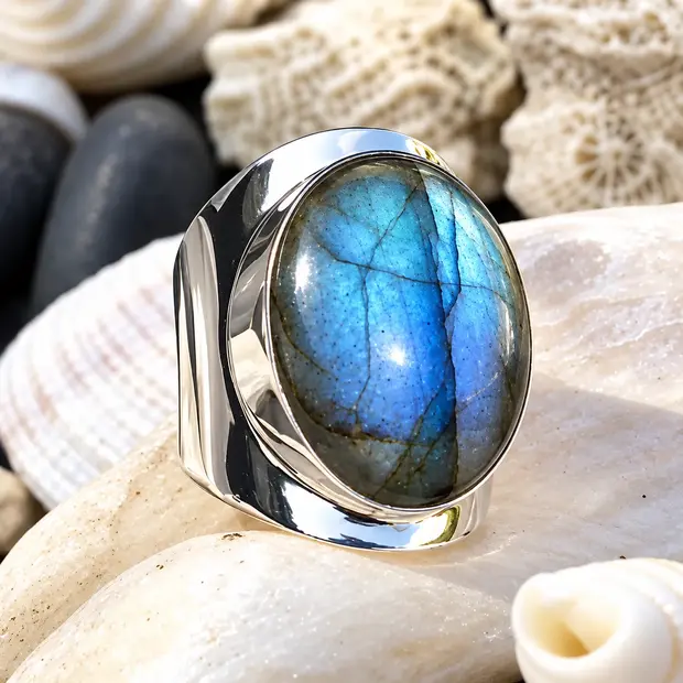 Labradoriet ring Anello Labradoriet ring Anello