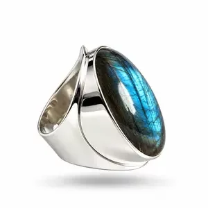 Zilveren Labradoriet ring Anello XL