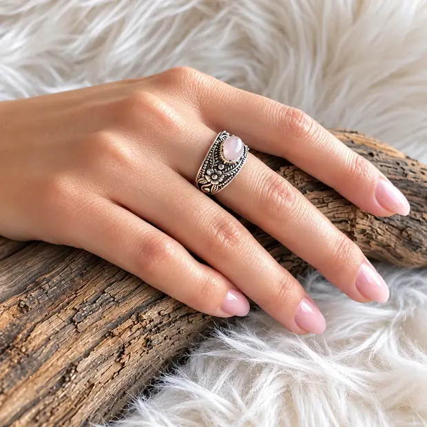 Bali ring rozenkwarts Bali ring rozenkwarts