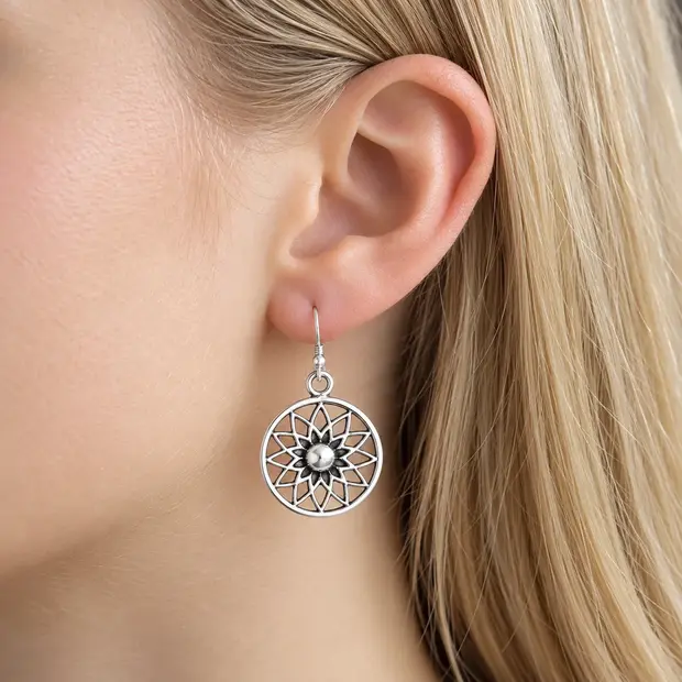 Flower of Life oorbellen zilver