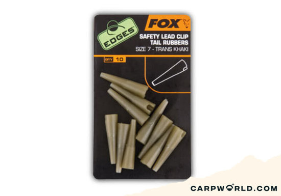 Fox Fox Edges Size 7 lead clip tail rubbers trans khaki