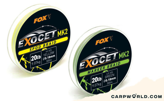 Fox Fox Exocet MK2 marker braid 0.18mm / 20lb X 300m  - green