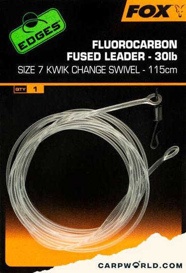 Fox Fox Fluorocarbon Fused leader 30lb - size 7 kwik change swivel 115cm