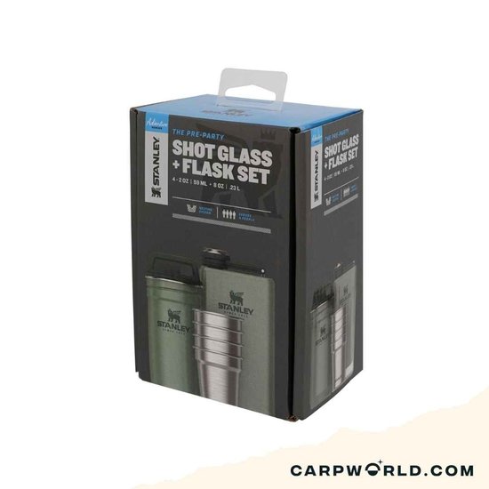 Stanley Stanley The Pre-Party Shot Glass + Flask Set Hammertone Green