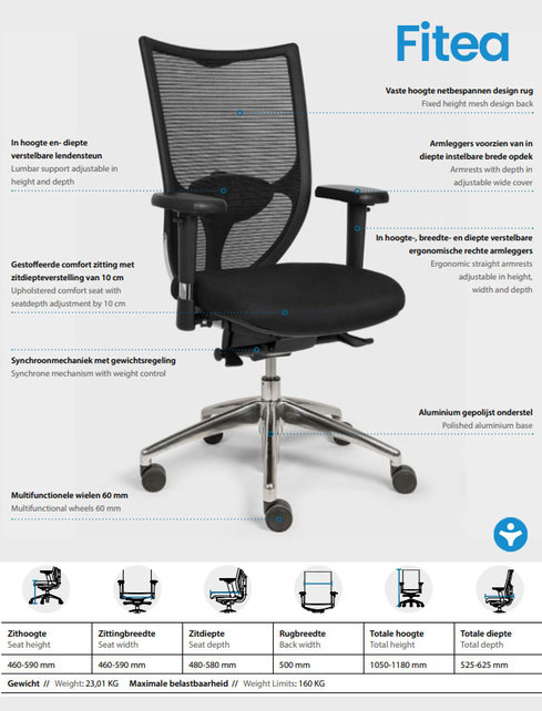 Ergonomische bureaustoel Fitea Mesh NPR Ergonomische bureaustoel Fitea Mesh NPR