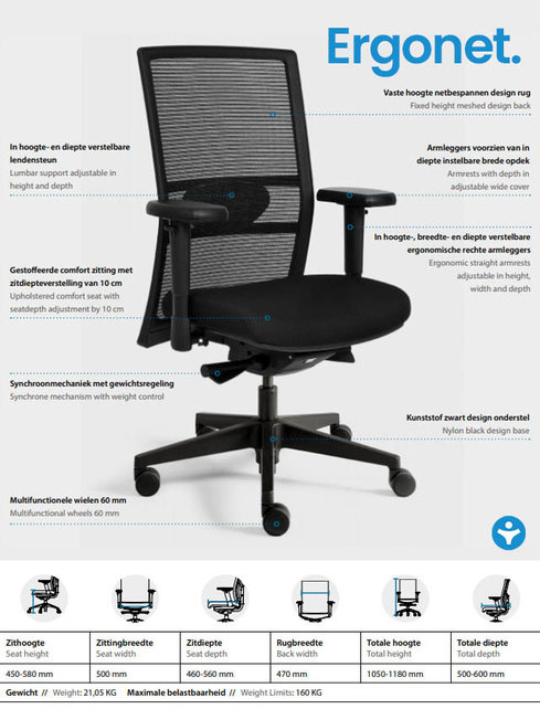 Ergonomische Bureaustoel Ergonet