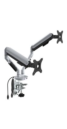 Monitorarm 2 schermen Wit (inclusief USB poorten)
