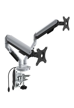 Monitorarm 2 schermen Wit (inclusief USB poorten)