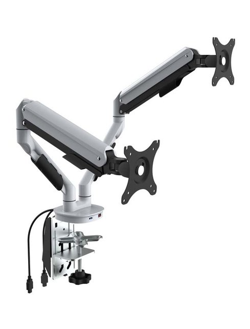 Monitorarm 2 schermen Wit (inclusief USB poorten)