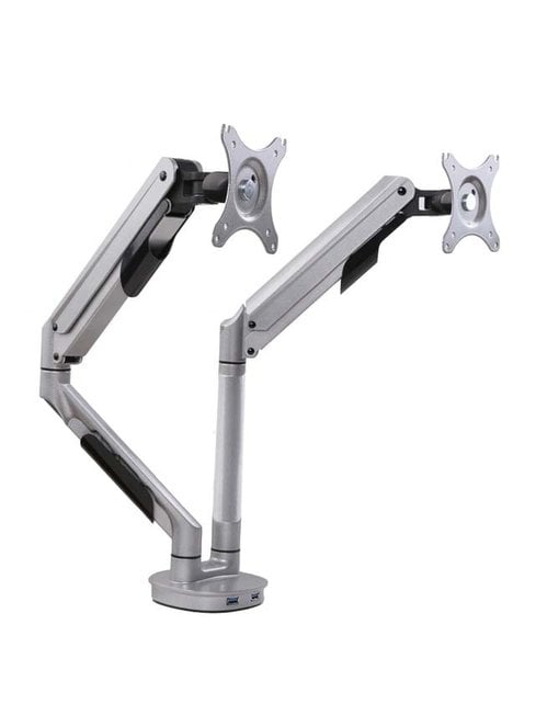 Monitorarm 2 schermen Grijs (inclusief USB poorten)
