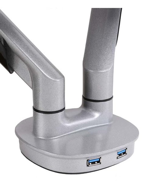 Monitorarm 2 schermen Grijs (inclusief USB poorten)