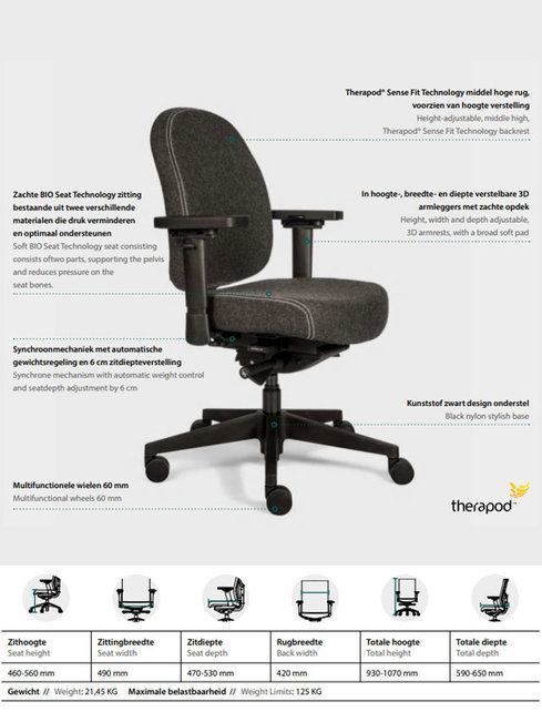 Bureaustoel Therapod X Compact