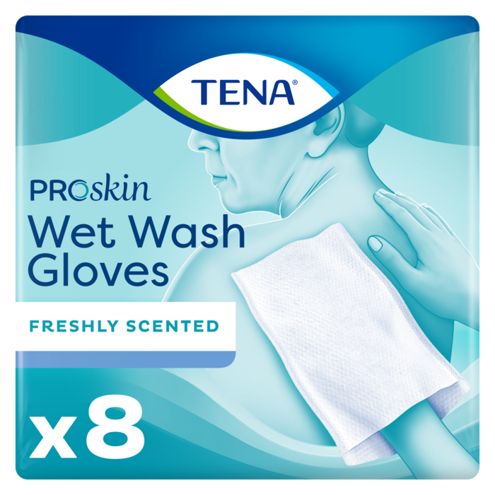 TENA Wet Wash Glove – freshly scented 5 / 8 stuks