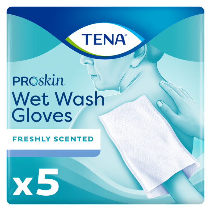 TENA Wet Wash Glove – freshly scented 5 / 8 stuks