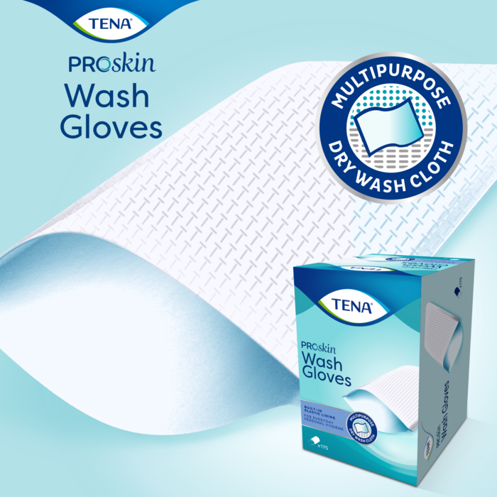 TENA ProSkin Wash Glove met plastic binnenzijde 1 doos à 175 stuks