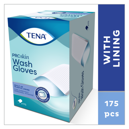 TENA ProSkin Wash Glove met plastic binnenzijde 1 doos à 175 stuks